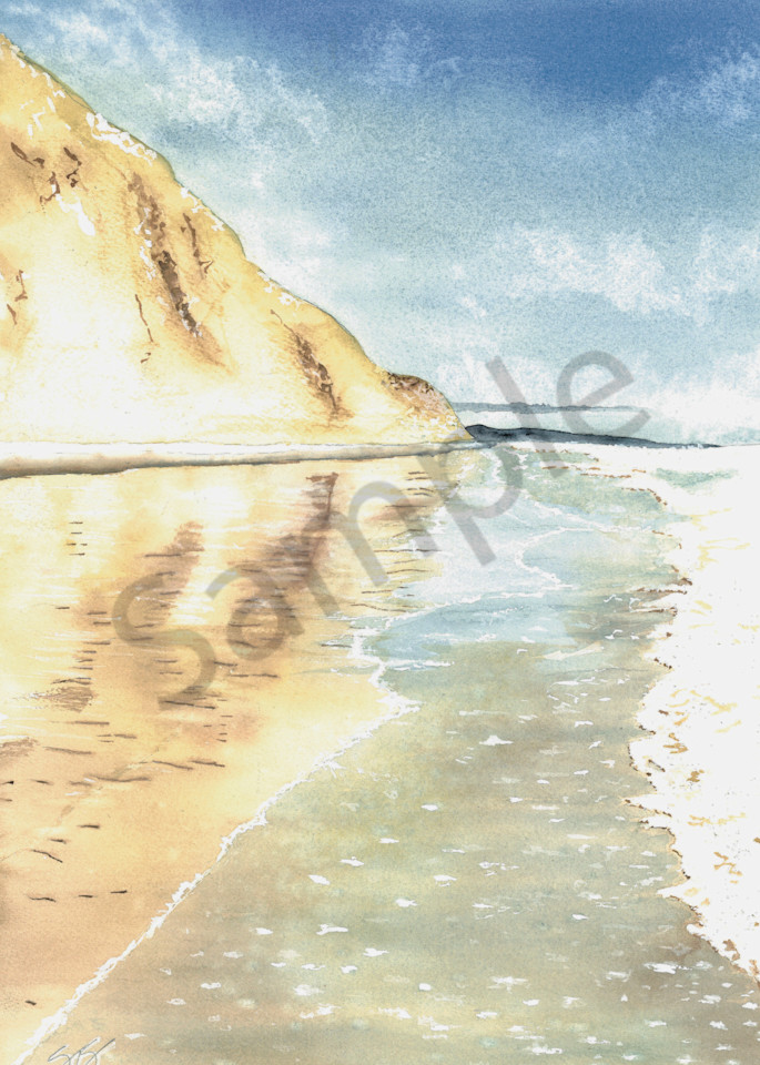 "Waves and Cliff at Torrey Pines" - Watercolor 2022 