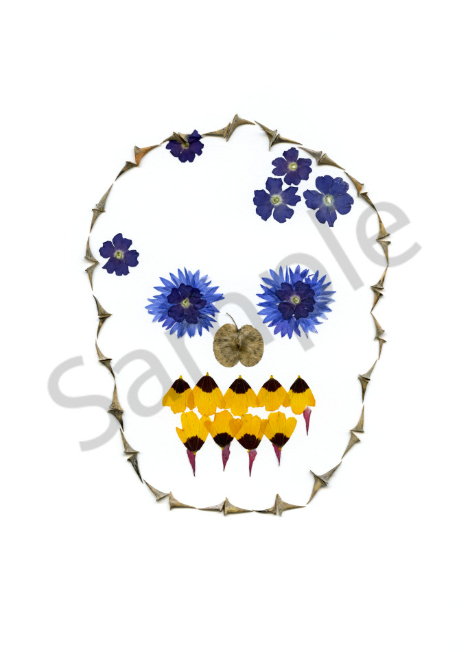 Glory to Ukraine Floral Skull Original Art 