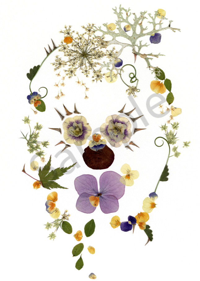Ate Goddess of Mischief Floral Skull Original Art 
