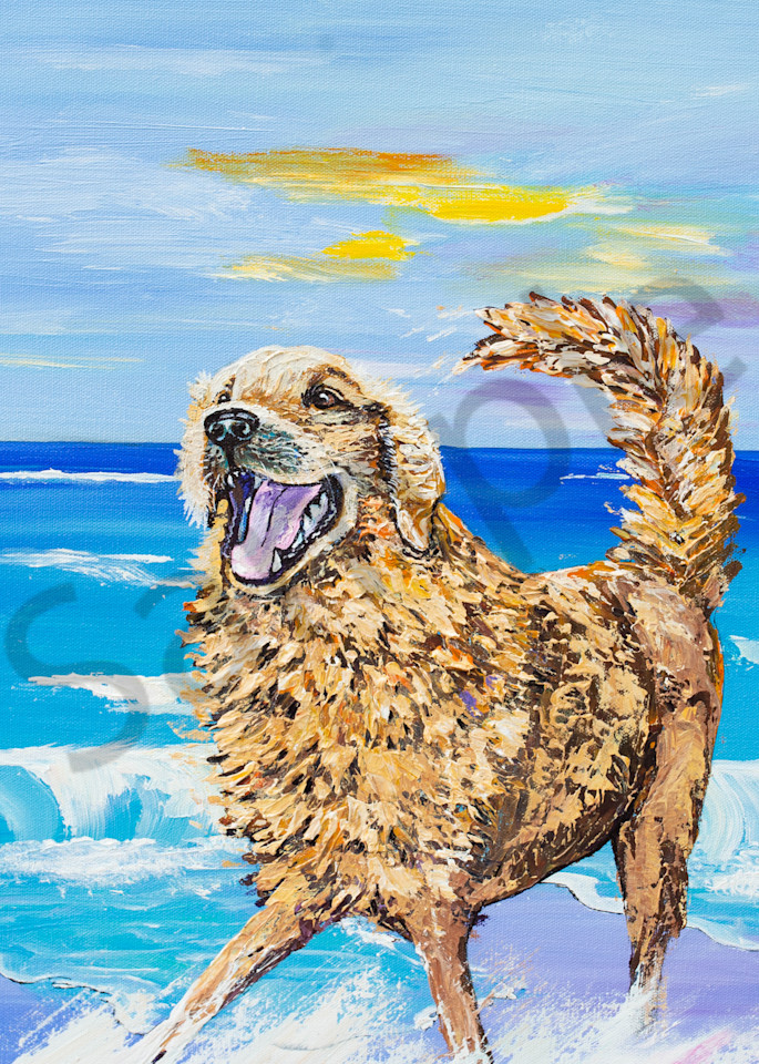 Sunny Beach Dawg Art | Cindy Williams Ware Art