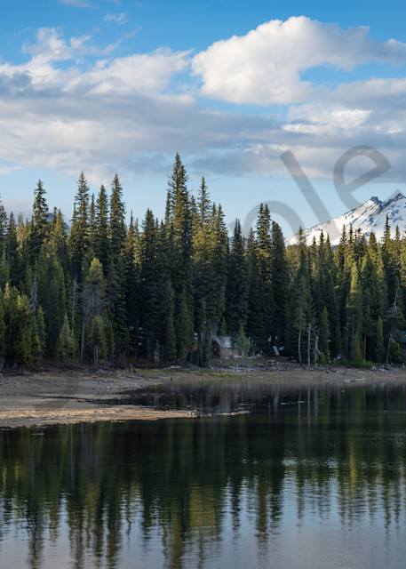 Elk Lake Mt Bachelor With Puffy Clouds Photography Art | Barb Gonzalez Photography