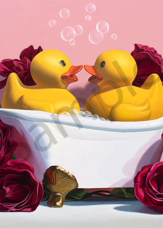 Pink "Love Birds" painting by Kevin Grass