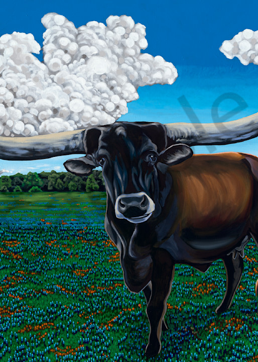 Cow, longhorn and Texas wildflower paintings by John R. Lowery, for purchase as art prints.