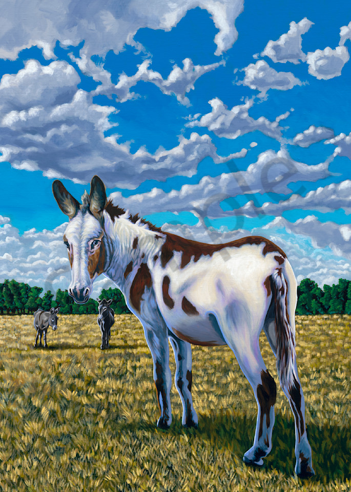 Original painting of a painted donkey for sale as art prints.