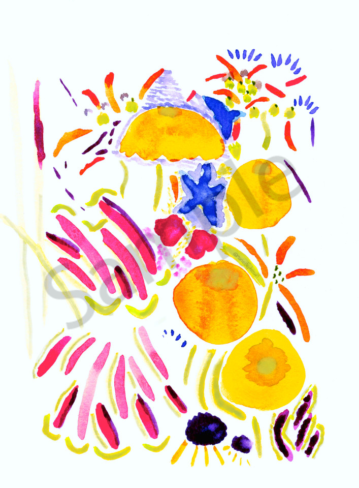 yellow zinnias abstract bouquet watercolor aug 2022 marie stephens art