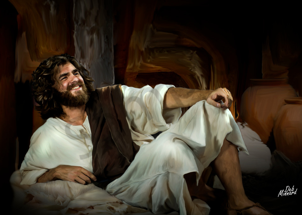 Joyous Jesus reclining 