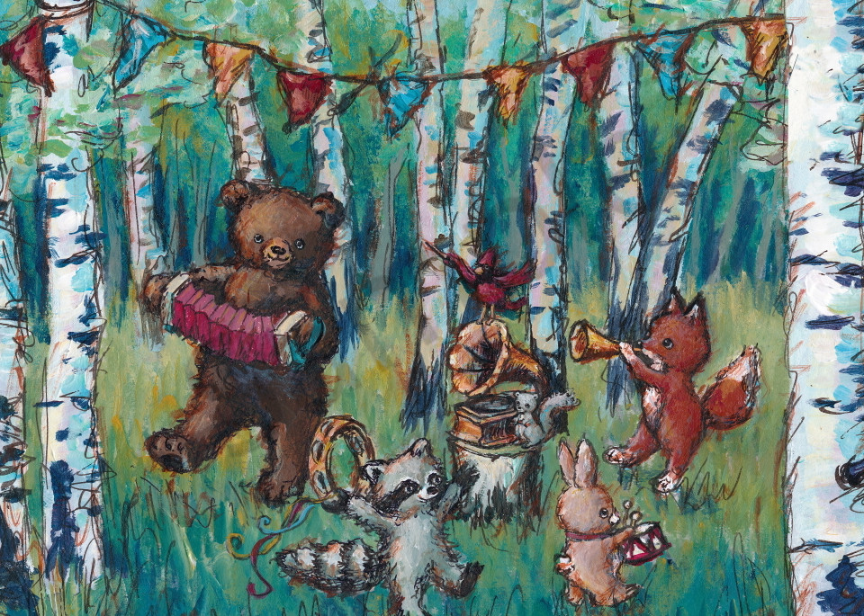 The Forest Party Woodland Nursery Art Print