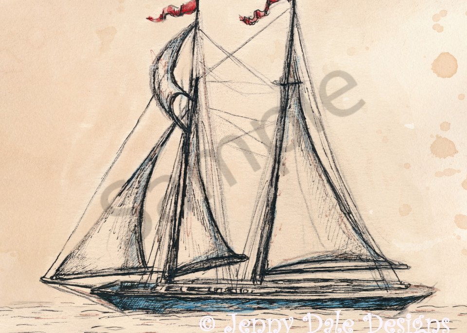 Vintage Sailboat Sketch Art | Jenny Dale Designs
