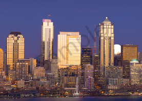 Panoramic view of a Moonrise, Seattle