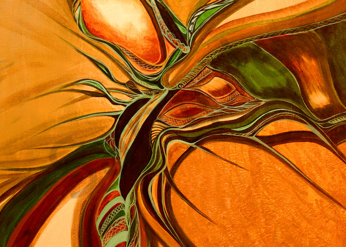 orange abstract, ripple in space, metis art