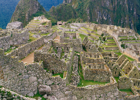 Machu Picchu high in the Andes Mountains of Peru