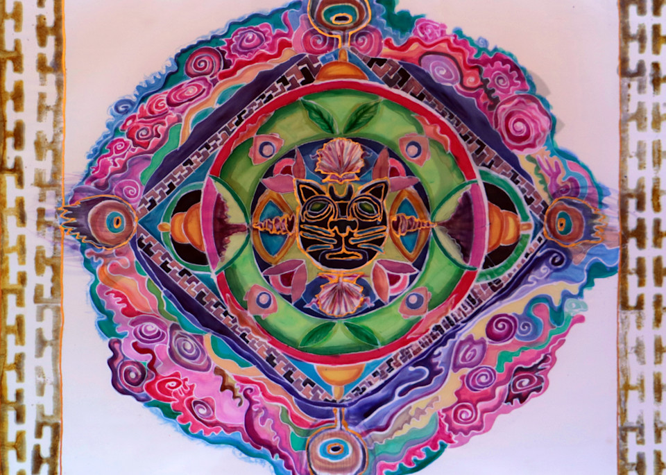 Jaguar Rose Mandala Print for Shamanic Ceremony and Meditation