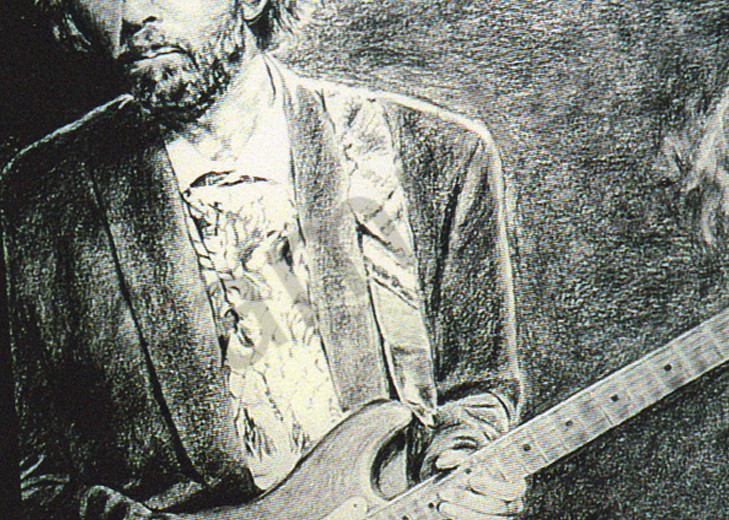 Eric Clapton portrait playing guitar