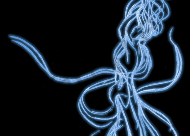 Swirling Girl wind-blown digital art by Cheri Freund