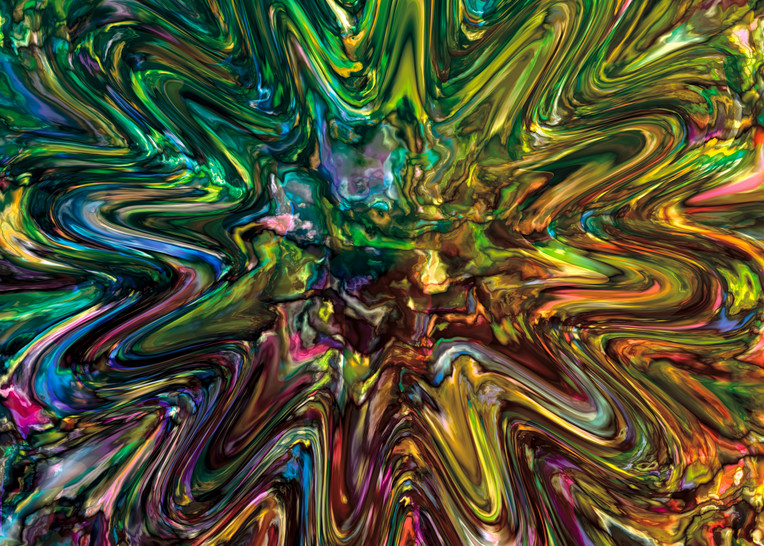 Mixed Up digital art splashed liquid metal mutli-colored by Cheri Freund