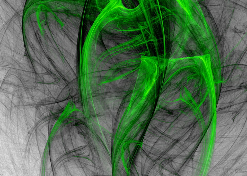 Displaced Vase digital art abstract green and black spilling paint Picasso style by Cheri Freund