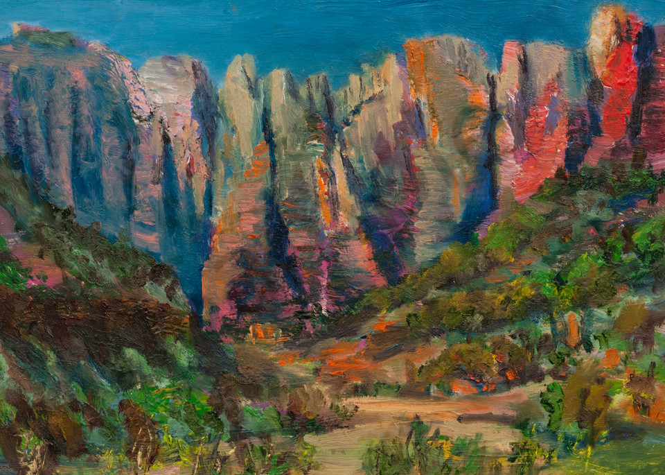 Zion National Park Visitors Center Oil Painting by Mark Hafeman