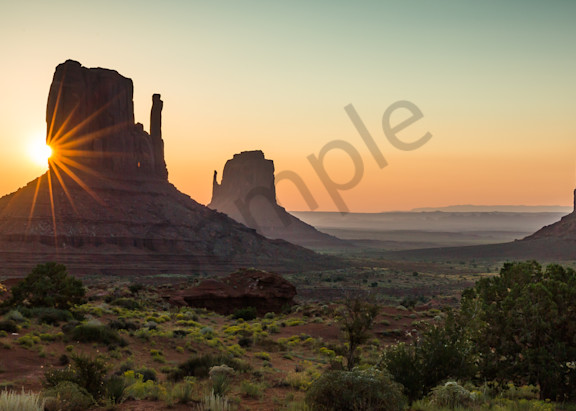 Monument Valley Sunburst Over Mittens Photography Art | Barb Gonzalez Photography
