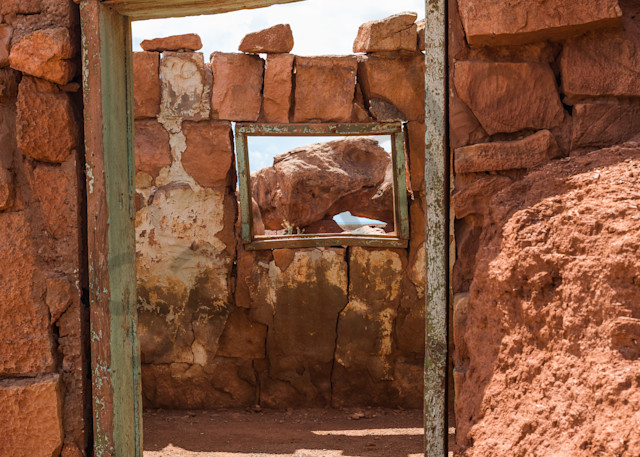 Looking Through Adobe Ruins Doorway Photo available in canvas, metal and archival print