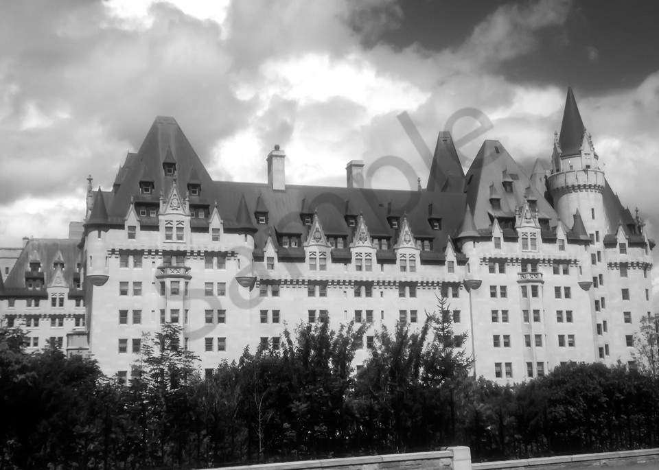 Black White Architectural Photograph Of The Famous Chateau Laurier Hotel In Ottawa For Sale As