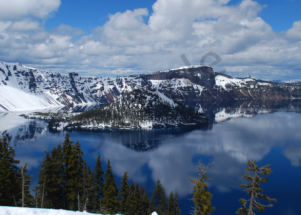 Crater Lake, Snow And Clouds Photography Art | Barb Gonzalez Photography