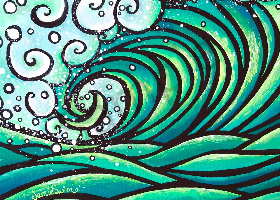 Green Wave Art | Swim Whimsey
