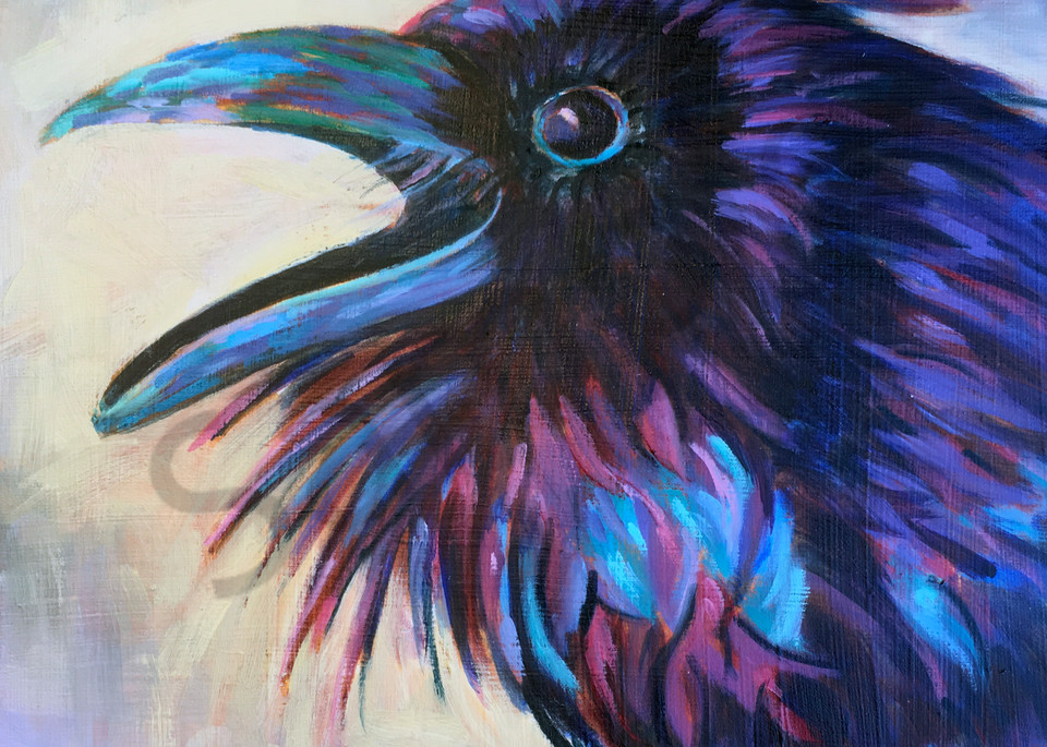 raven, purple, blue, screech