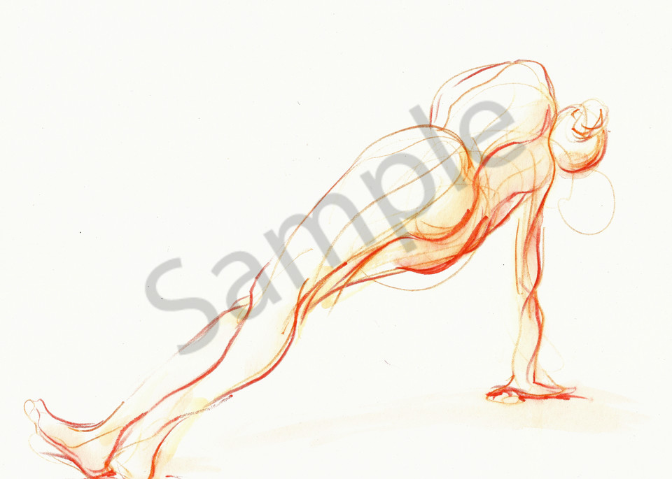 Side Plank Yoga Pose Drawing in Orange