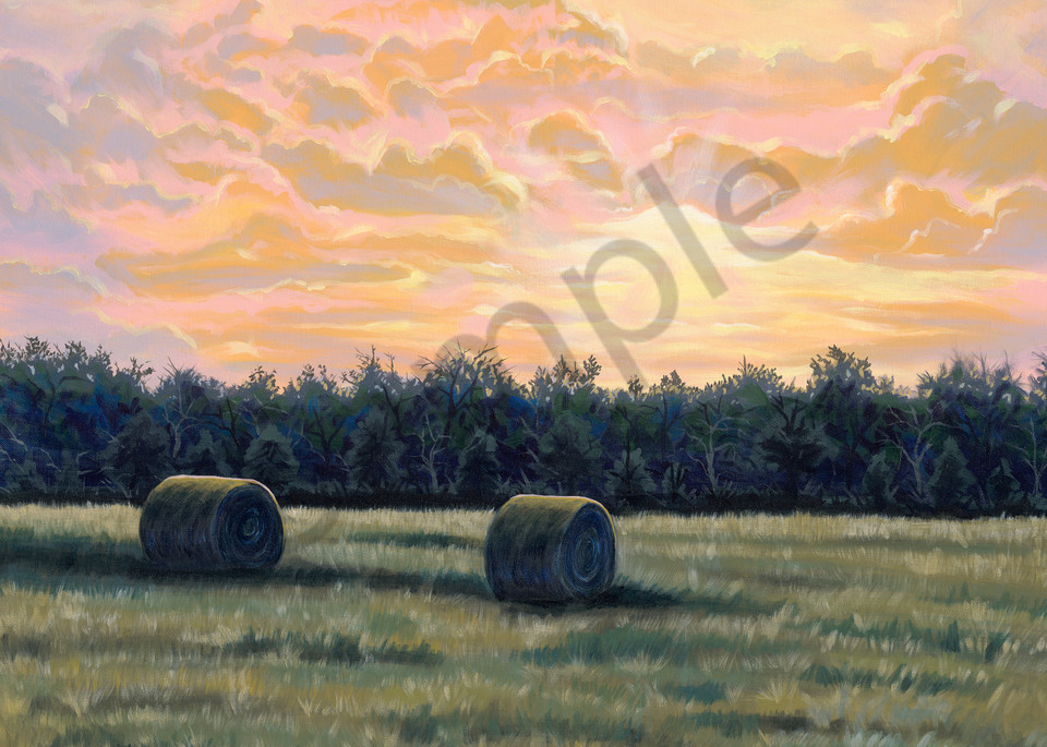 Original painting of sunrise over a Texas pasture for sale as art prints.
