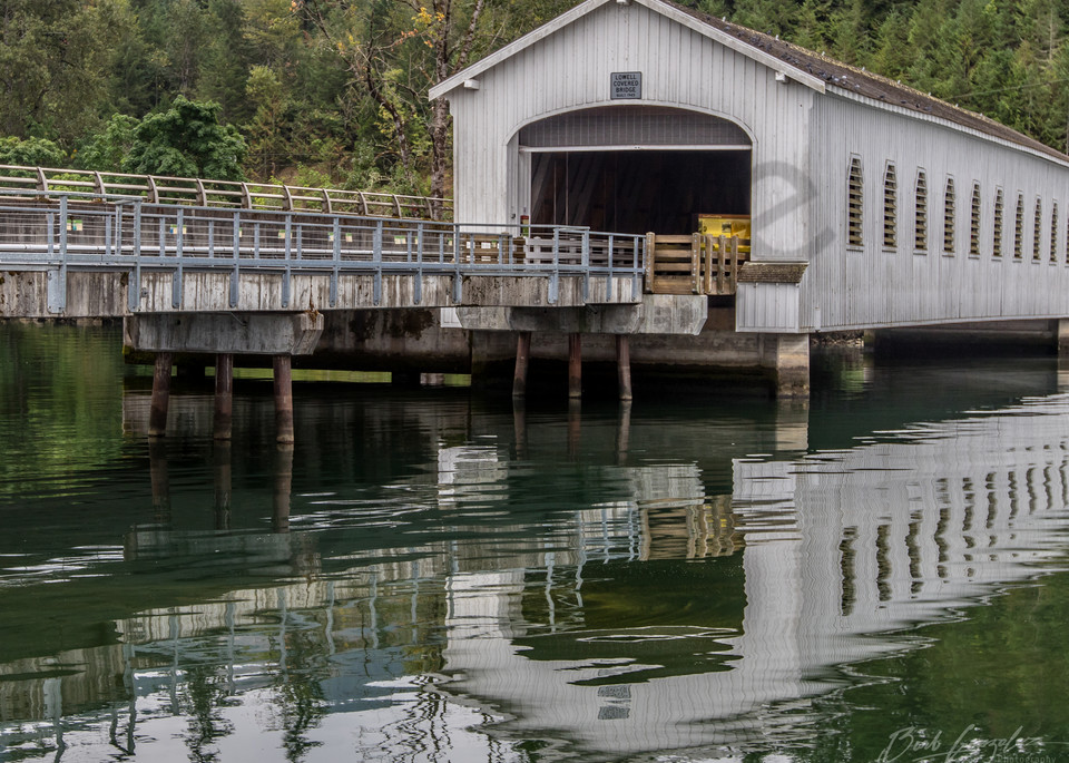 Lowell covered bridge reflection photo for sale | Barb Gonzalez Photography