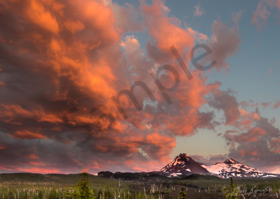 Pink cloud sunset over three sisters peaks photo for sale |Barb Gonzalez Photography