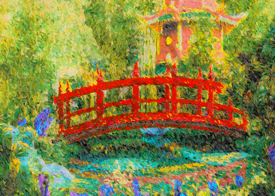 Red Bridge Japanese Garden Art, Red Japanese Garden Bridges