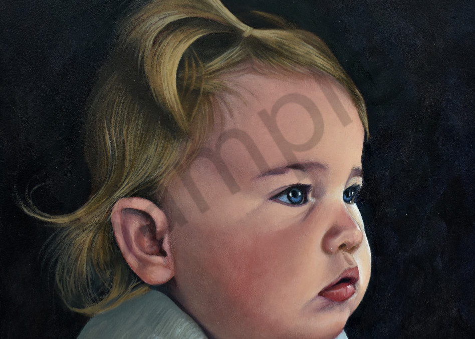 Oil portrait of a baby girl