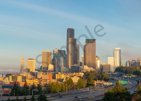 Sunrise light on downtown Seattle, Washington