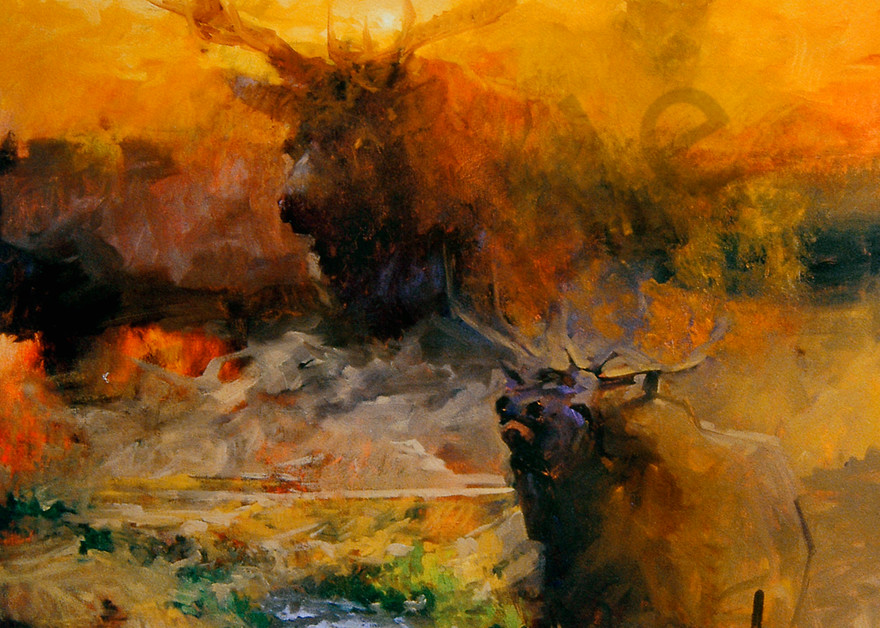 Elk At The Yellowstone Art | Mary Roberson