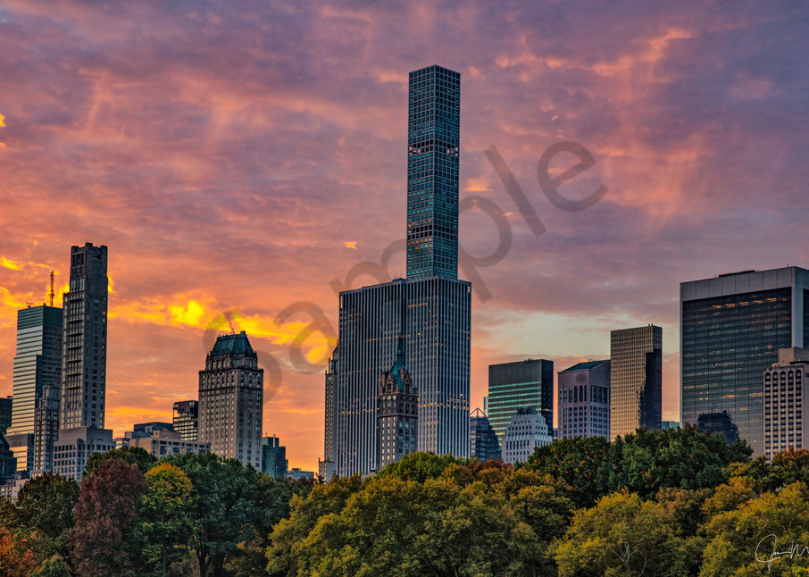 Sunrise View Of The New York City Skyline   Central Park, Ny Art | JMohar.com