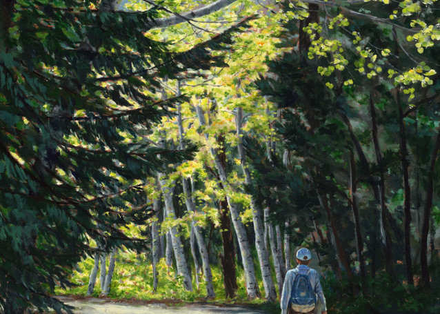 Oil Painting "Returning Home" to Mountain Hiking