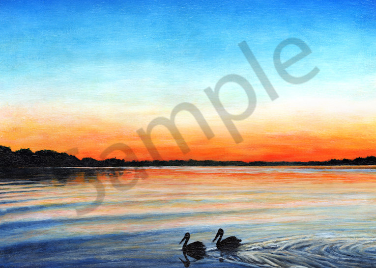 Pelican Sunset Original Acrylic Painting and Prints