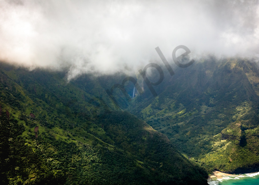 kauai, rain forest, beach, clouds