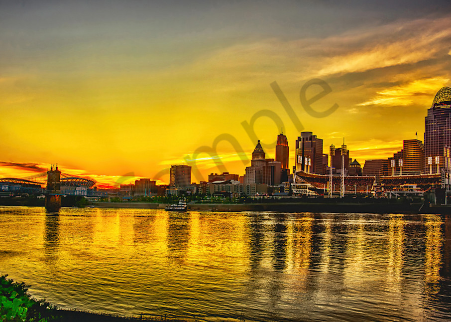 Cincinnati Sunset On The Ohio Art | Cincy Artwork