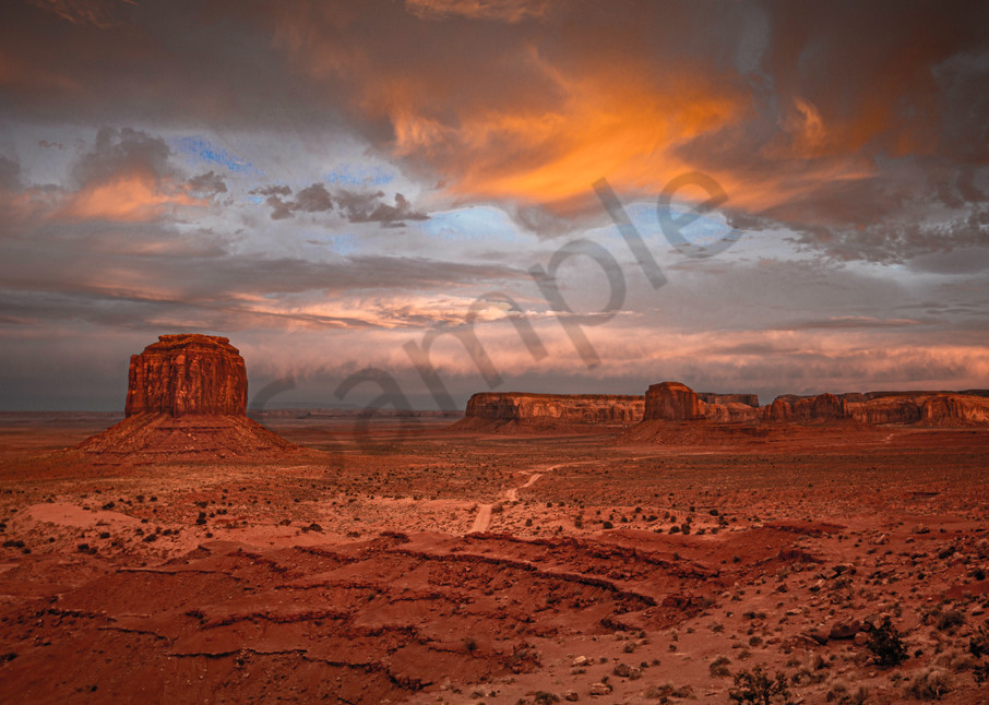 A sunset at Monument Valley Navajo Tribal Park.