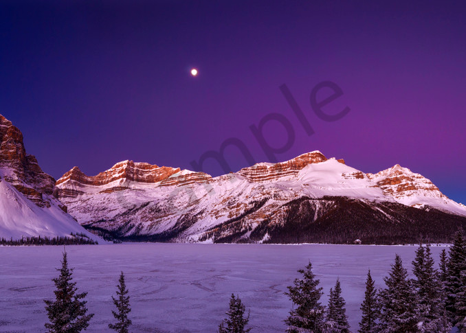 Moonset over Bow Lake