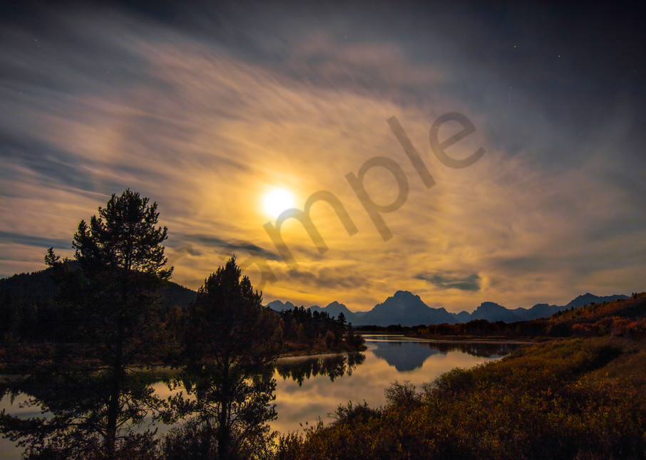 The moon setting early one morning at Grand Teton National Park
