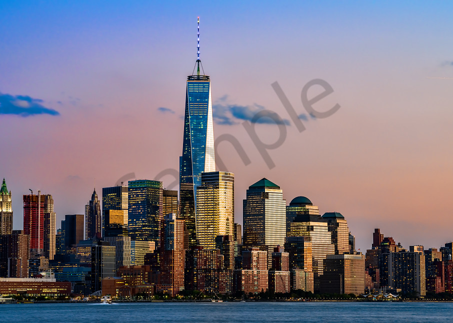 World Trade Center rising above Manhattan skyline