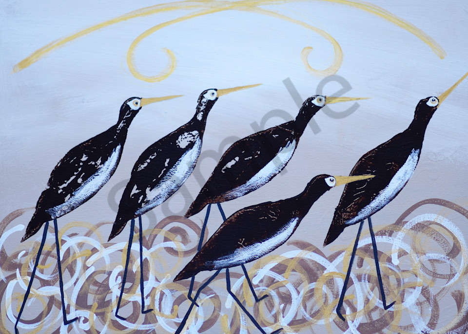 A Line Of Brown Birds  Art | Cathy Bader Mills Fine Arts