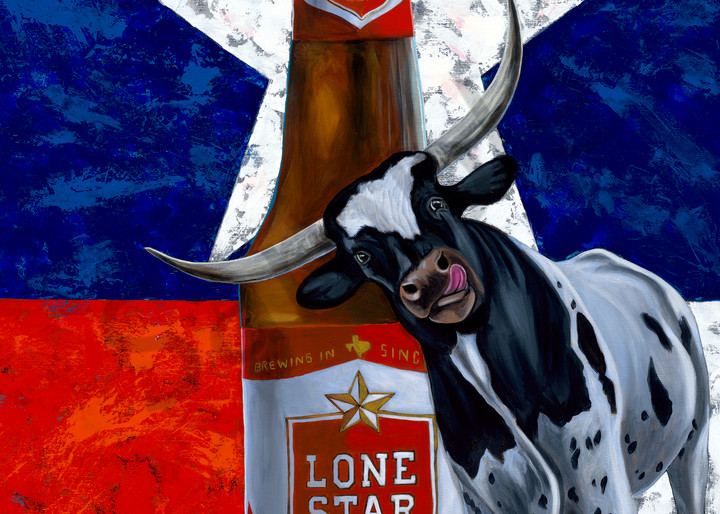 Texas Longhorn and Lone Star beer paintings by John R. Lowery for sale as art prints.