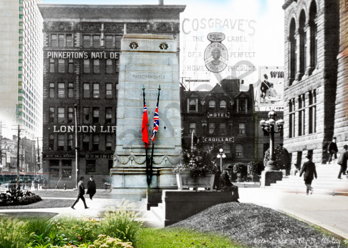 Past Present - Old City Hall with Cenotaph