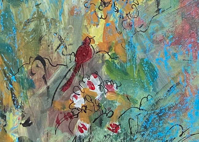 Red Bird Singing Art | Cathy Bader Mills Fine Arts
