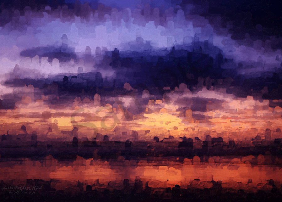 "Abstract Evening Beach Reflection" - digital painting photograph