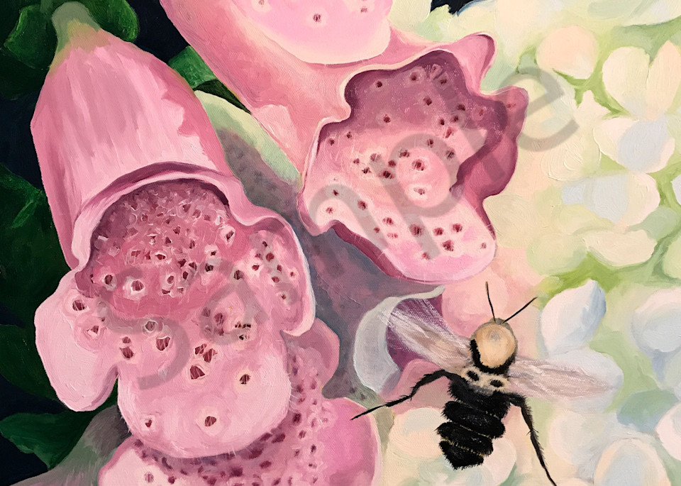 Foxgloves and the Bee Print,  Foxglove flowers, Bees
